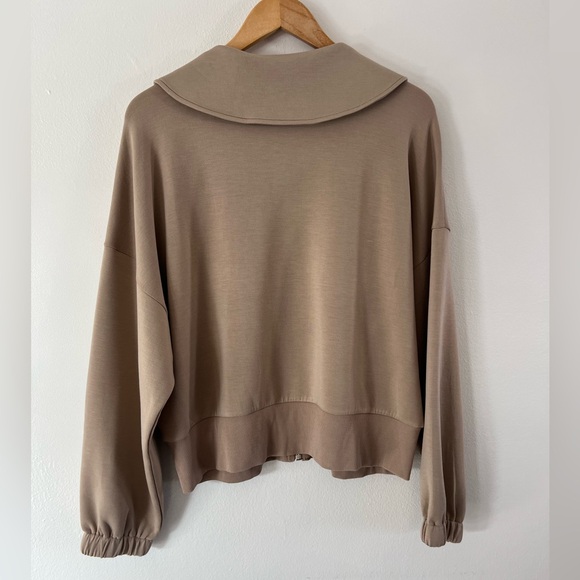 Varley Double Soft Lisburn Zip Through & The Slim Zip Hem Pant Light Taupe Set - Picture 10 of 16